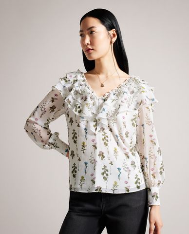  TED BAKER - Áo kiểu nữ cổ V tay dài Avarose 