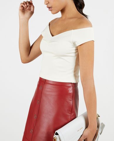  TED BAKER - Áo kiểu nữ cổ bẹt vai phom ôm Carro 