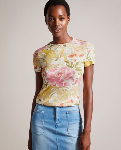  TED BAKER - Áo thun nữ tay ngắn hoạ tiết in hoa Floras 