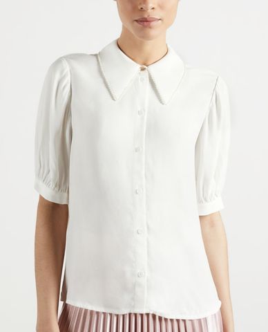  TED BAKER - Áo kiểu nữ tay ngắn cổ bẻ đính hạt Guiliaa 