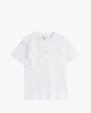  TED BAKER - Áo thun nữ ngắn tay phối bèo Jessea 