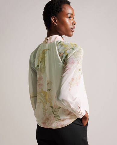  TED BAKER - Áo kiểu nữ cổ trụ tay dài Lelyaa 