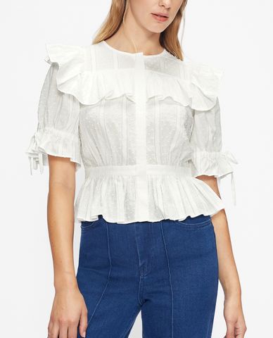  TED BAKER - Áo kiểu nữ ngắn tay xếp bèo Twylaa 