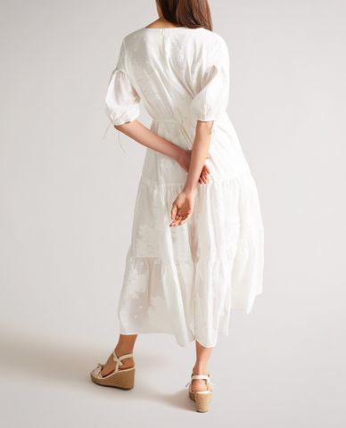  TED BAKER - Đầm midi cổ V tay phồng thắt dây thời trang Darita 