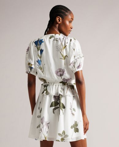  TED BAKER - Đầm xếp tầng mini cổ V tay ngắn Jaliyaa 