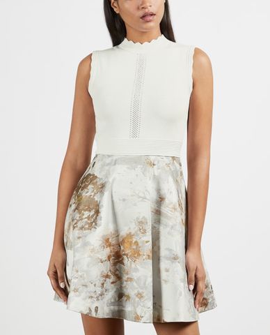  TED BAKER - Đầm mini nữ sát nách phối diềm nữ tính 