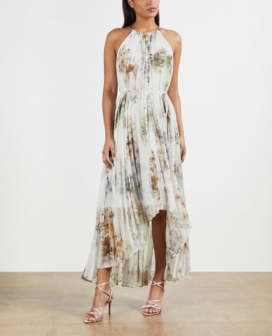  TED BAKER - Đầm midi cổ yếm sát nách Pettraa 