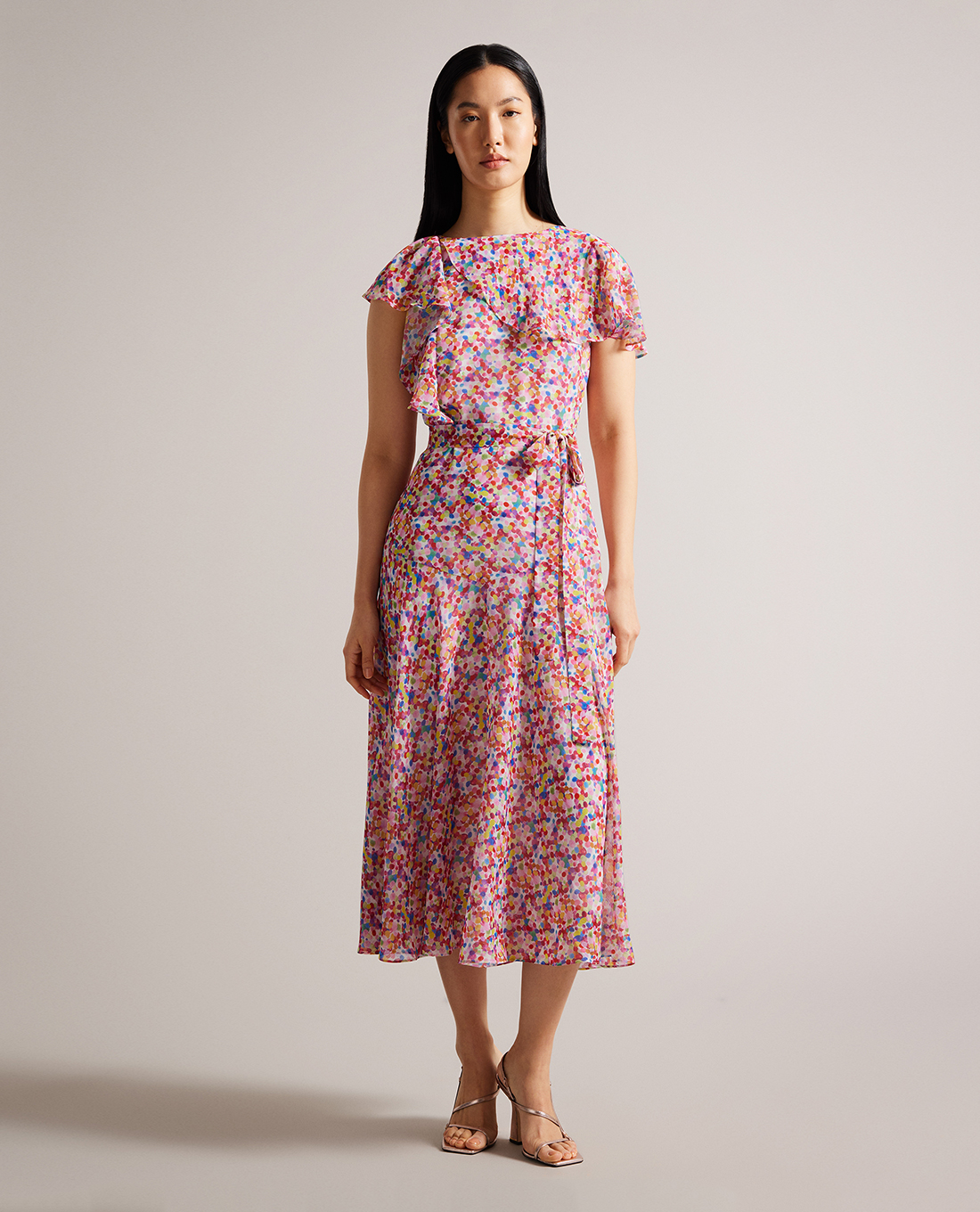 TED BAKER - Đầm midi phom suông tay ngắn Priiyah