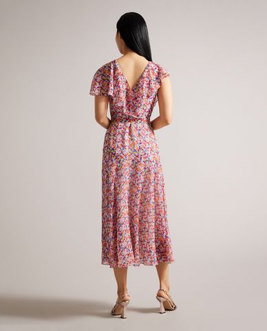  TED BAKER - Đầm midi phom suông tay ngắn Priiyah 