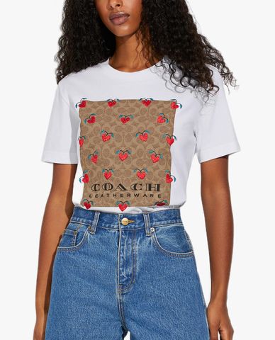  COACH - Áo thun nữ ngắn tay Signature Strawberry 