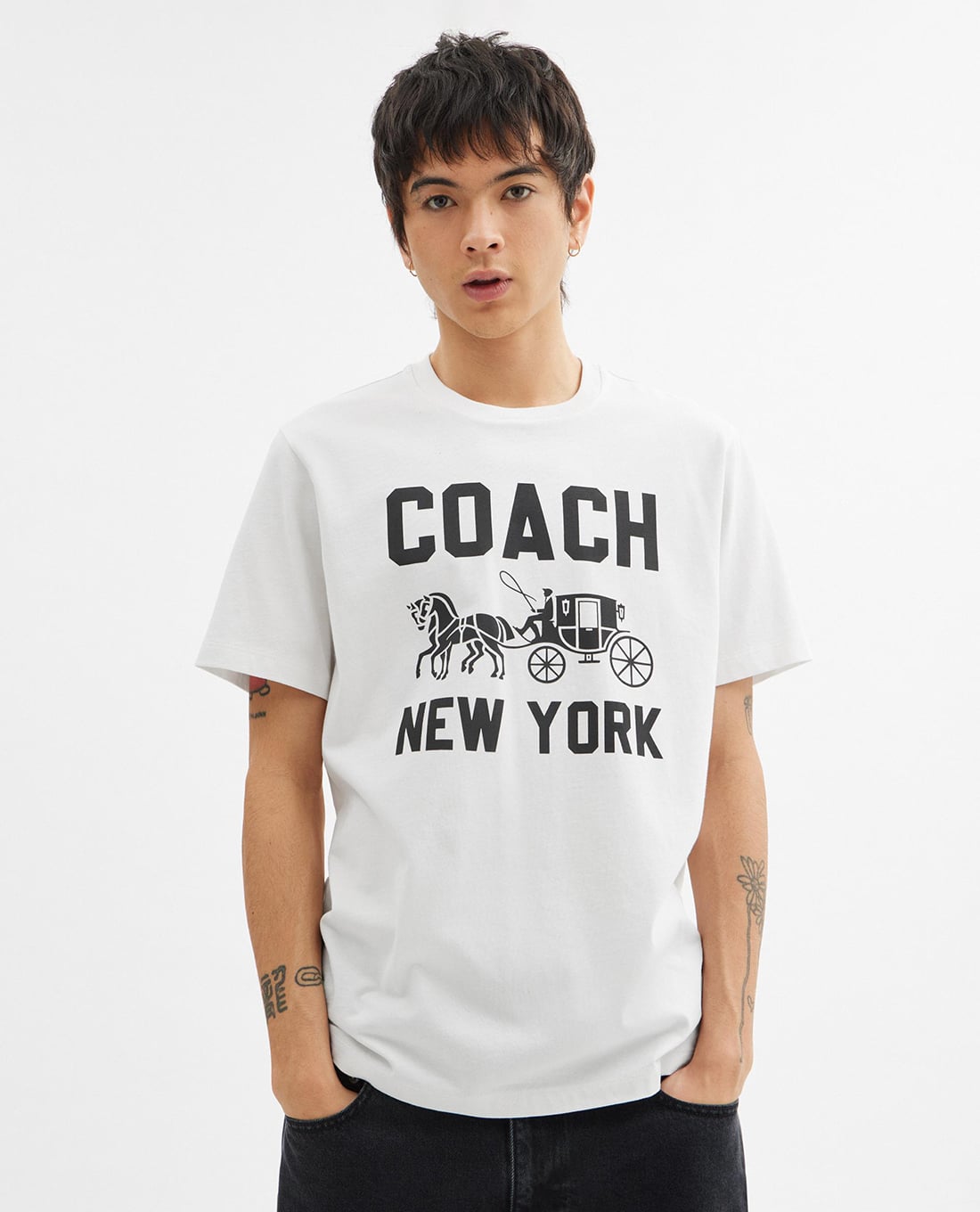 COACH - Áo thun nam cổ tròn tay ngắn Horse And Carriage