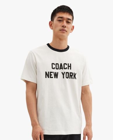  COACH - Áo thun nam cổ tròn tay ngắn New York 