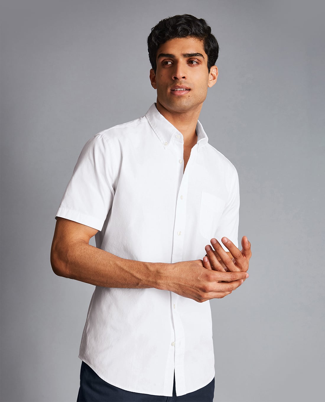 CHARLES TYRWHITT - Áo sơ mi nam cổ bẻ tay ngắn Plain