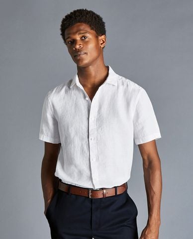  CHARLES TYRWHITT - Áo sơ mi nam tay ngắn Pure Linen 