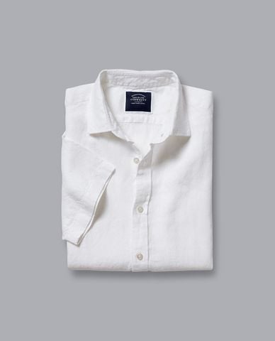  CHARLES TYRWHITT - Áo sơ mi nam tay ngắn Pure Linen 