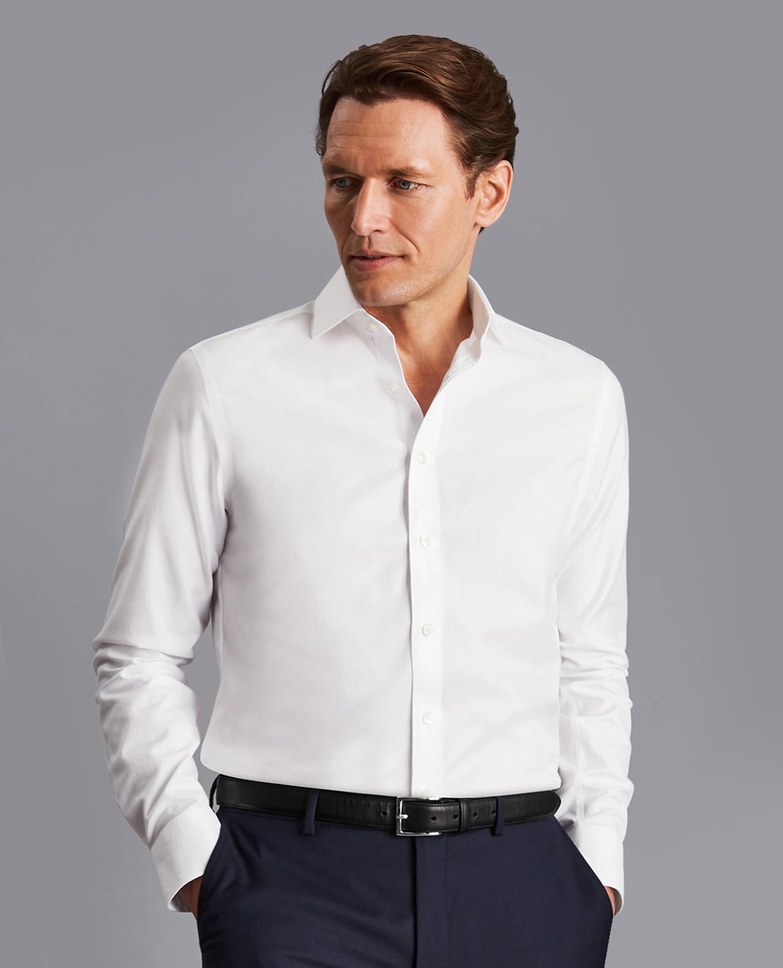 CHARLES TYRWHITT - Áo sơ mi nam tay dài Cutaway Collar Non Iron Twill