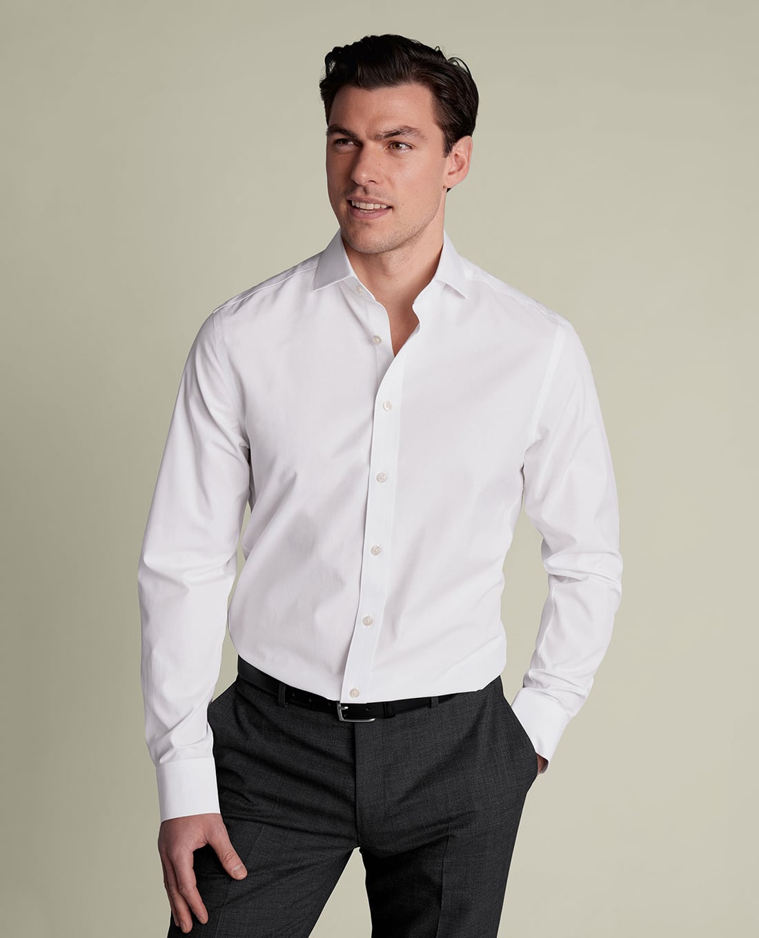 CHARLES TYRWHITT - Áo sơ mi nam cổ bẻ tay dài Poplin