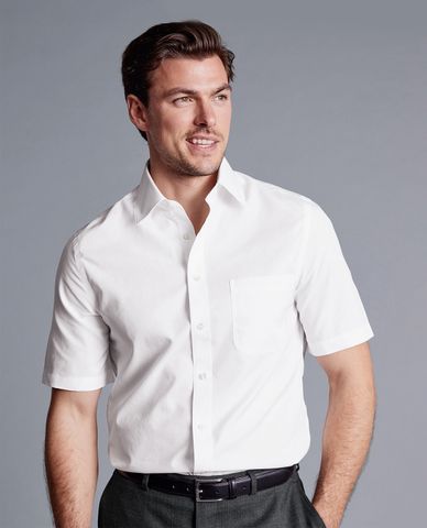  CHARLES TYRWHITT - Áo sơ mi nam cổ bẻ tay ngắn Non Iron Poplin 