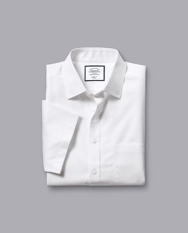  CHARLES TYRWHITT - Áo sơ mi nam cổ bẻ tay ngắn Non Iron Poplin 