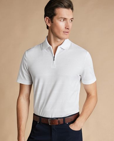  CHARLES TYRWHITT - Áo polo nam cổ bẻ tay ngắn Performance Textured 