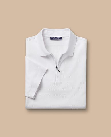  CHARLES TYRWHITT - Áo polo nam cổ bẻ tay ngắn Performance Textured 