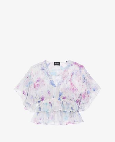  THE KOOPLES - Áo kiểu nữ cổ V phối bèo nữ tính 