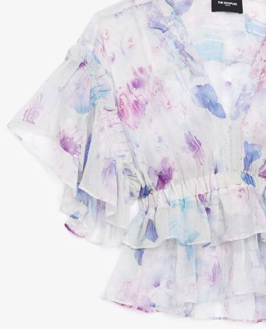  THE KOOPLES - Áo kiểu nữ cổ V phối bèo nữ tính 