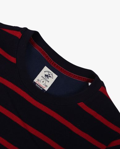  BEVERLY HILLS POLO CLUB - Áo thun nam cổ tròn tay dài kẻ sọc thời trang 