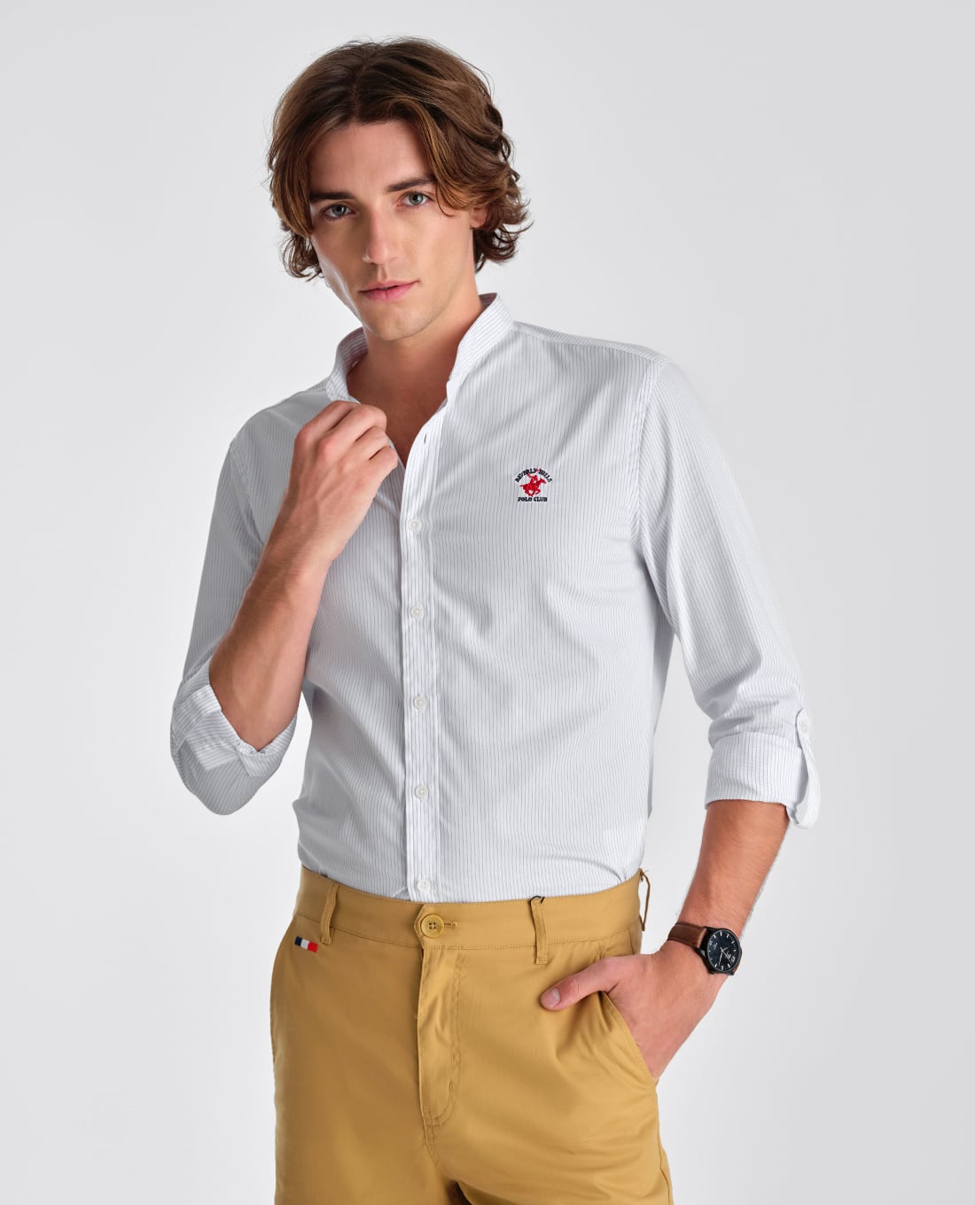 BEVERLY HILLS POLO CLUB - Áo sơ mi nam cổ trụ tay dài sang trọng