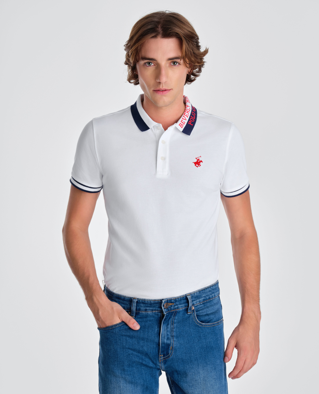 BEVERLY HILLS POLO CLUB - Áo polo nam cổ bẻ tay ngắn thời trang