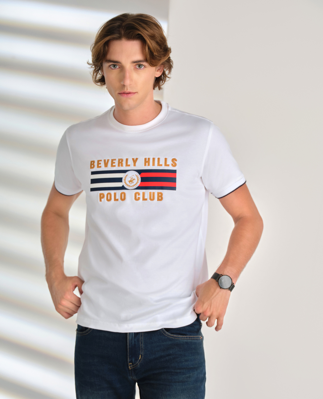 BEVERLY HILLS POLO CLUB - Áo thun nam cổ tròn tay ngắn trẻ trung