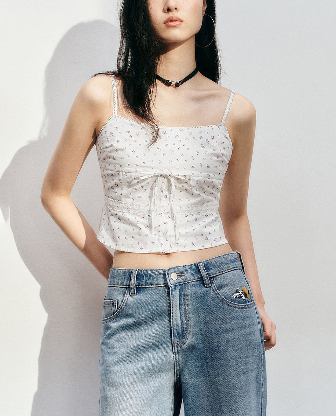 URBAN REVIVO - Áo hai dây nữ Floral