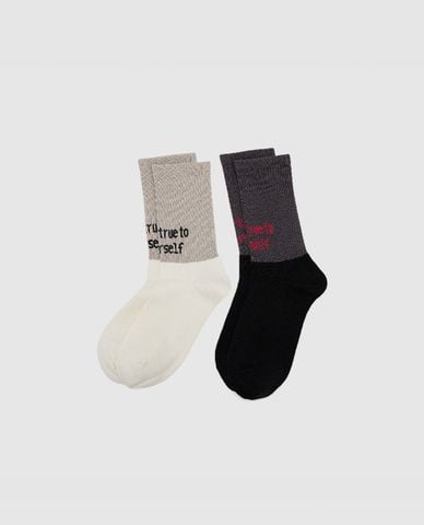  URBAN REVIVO - Set 2 đôi vớ nam cổ cao 