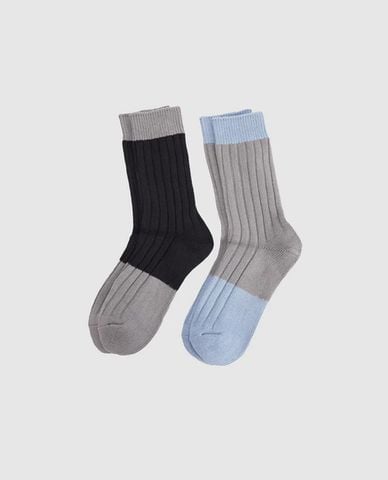  URBAN REVIVO - Set 2 đôi vớ nam cổ cao 