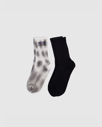  URBAN REVIVO - Set 2 vớ nam cổ cao phối màu họa tiết loang 