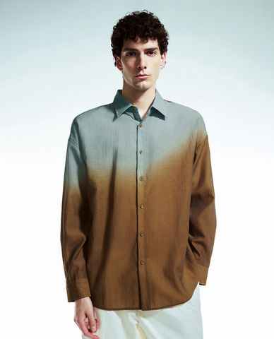  URBAN REVIVO - Áo sơ mi nam cổ bẻ tay dài Two Toned 
