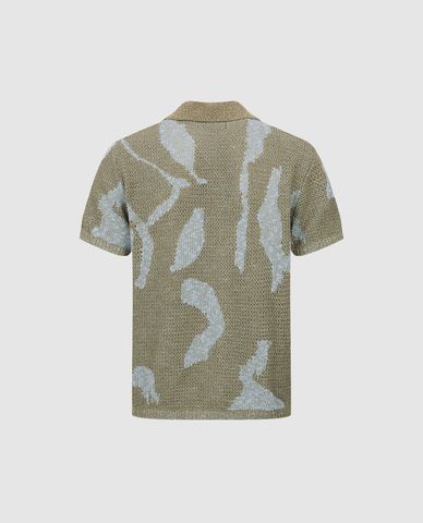  URBAN REVIVO - Áo dệt kim nam cổ bẻ tay ngắn 