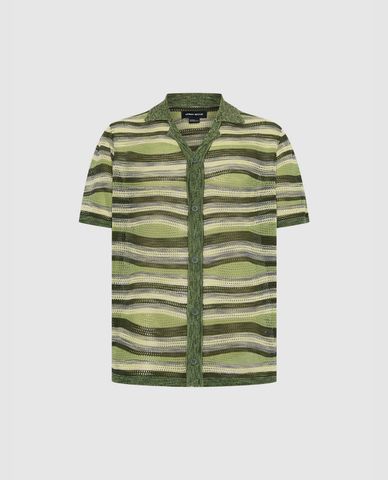  URBAN REVIVO - Áo dệt kim nam cổ bẻ tay ngắn thời trang 