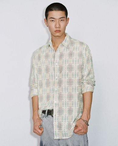  URBAN REVIVO - Áo sơ mi nam cổ bẻ tay dài Loose 