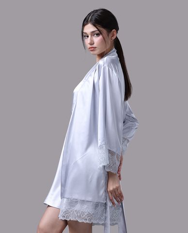  VERA - Áo khoác kimono nữ satin trơn phối ren 
