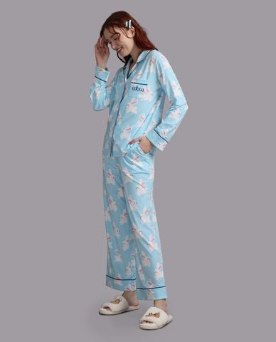  WOW BY NDLANNGOC - Bộ pijama nữ dài cotton bamboo in họa tiết 
