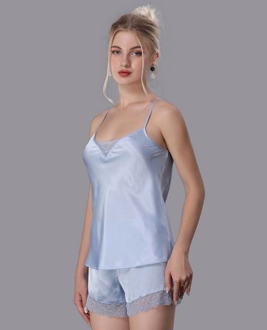  VERA - Bộ quần áo nữ mặc nhà satin trơn phối ren 