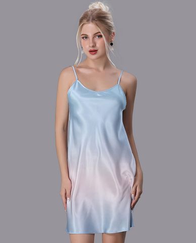  VERA - Đầm ngắn mặc nhà satin in 