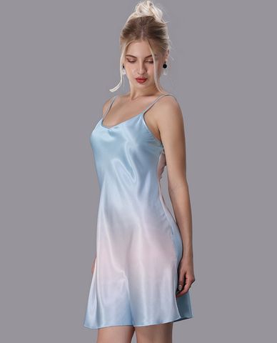  VERA - Đầm ngắn mặc nhà satin in 