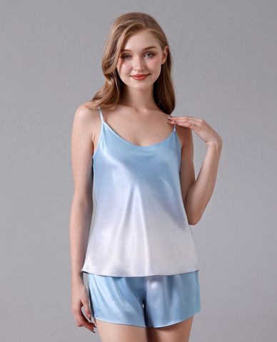  VERA - Bộ quần áo nữ ngắn mặc nhà satin in 