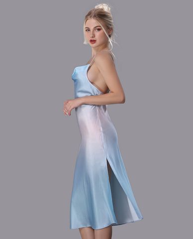  VERA - Đầm midi mặc nhà satin in 