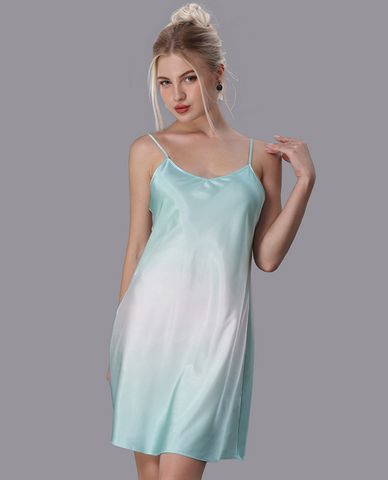  VERA - Đầm ngắn mặc nhà satin in 