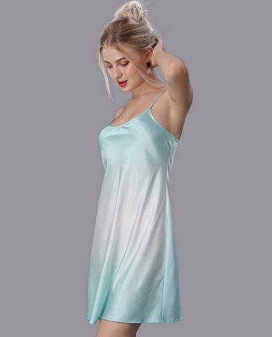  VERA - Đầm ngắn mặc nhà satin in 