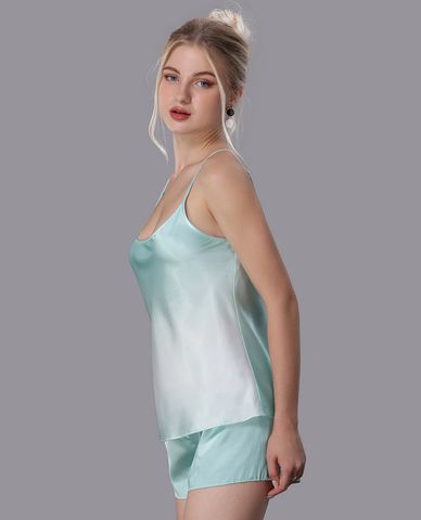  VERA - Bộ quần áo nữ ngắn mặc nhà satin in 