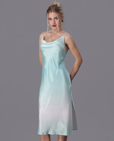  VERA - Đầm midi mặc nhà satin in 